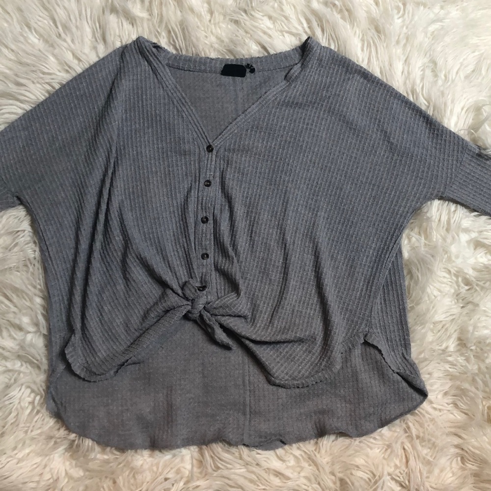 Out From Under Oversized Thermal Button-Front Top